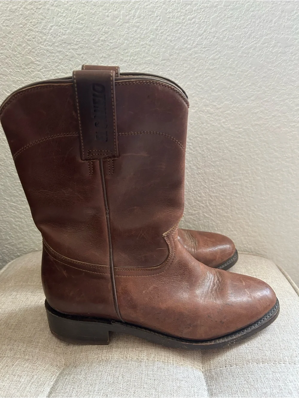 EL CANELO Brown Kids Leather Pull-On Boots SIZE 23 1/2